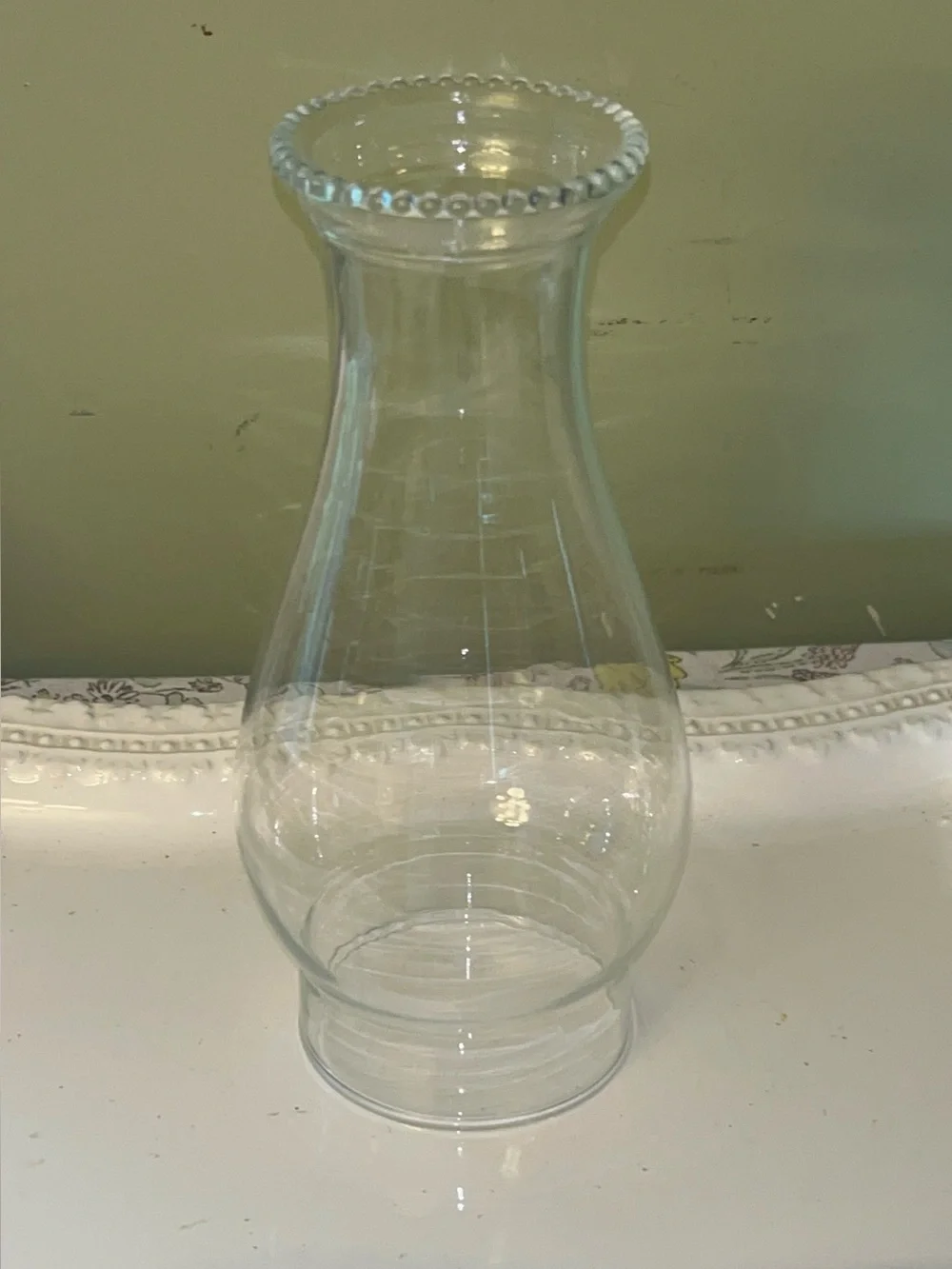 Clear Glass Hurricane Lamp Shade with Beaded Rim